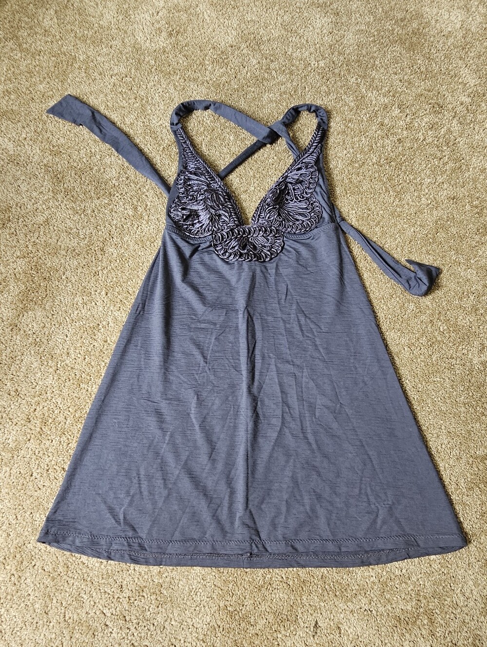 Betsey Johnson Swim  Gray Lace-Detail Size M